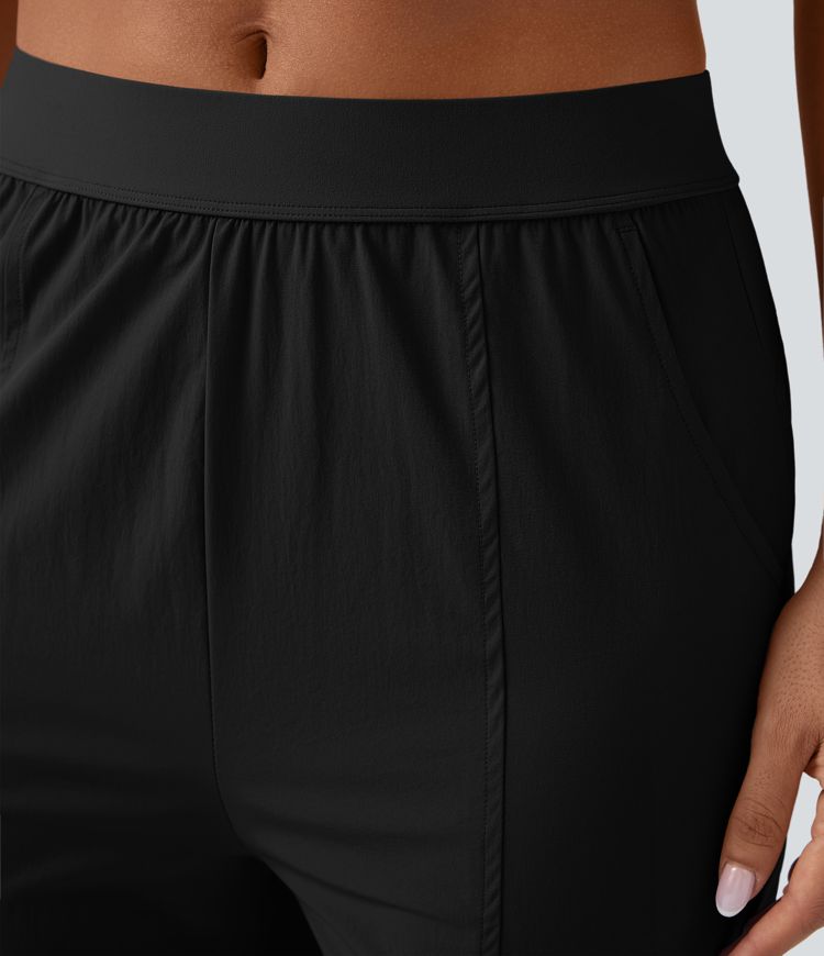 Water Repellent Wear-Resistant Mid Rise Tapered Hiking Joggers with Pockets