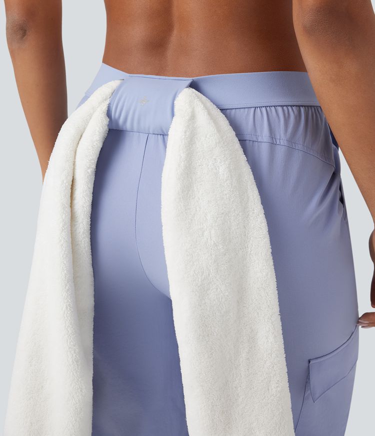 Water Repellent Wear-Resistant Mid Rise Tapered Hiking Joggers with Pockets