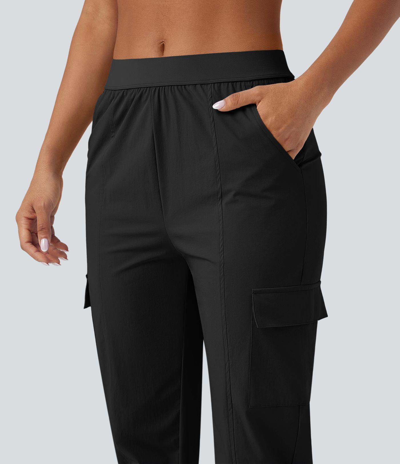 Water Repellent Wear-Resistant Mid Rise Tapered Hiking Joggers with Pockets