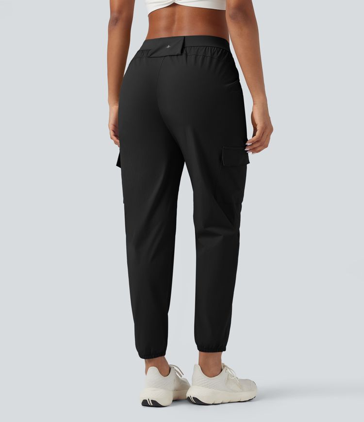 Water Repellent Wear-Resistant Mid Rise Tapered Hiking Joggers with Pockets