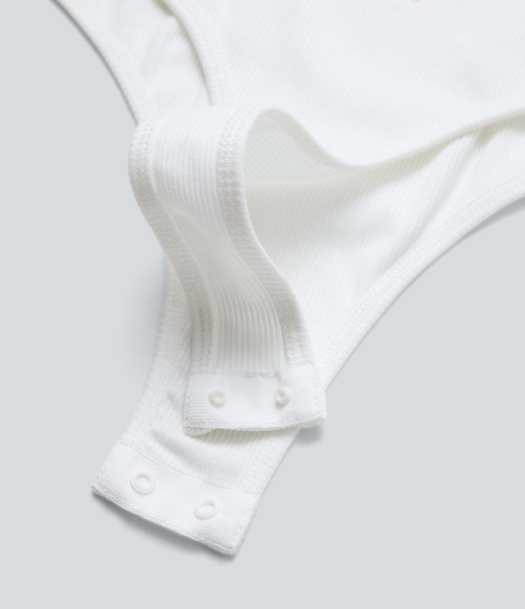 Ribbed Knit U Neck Long Sleeve Work Bodysuit