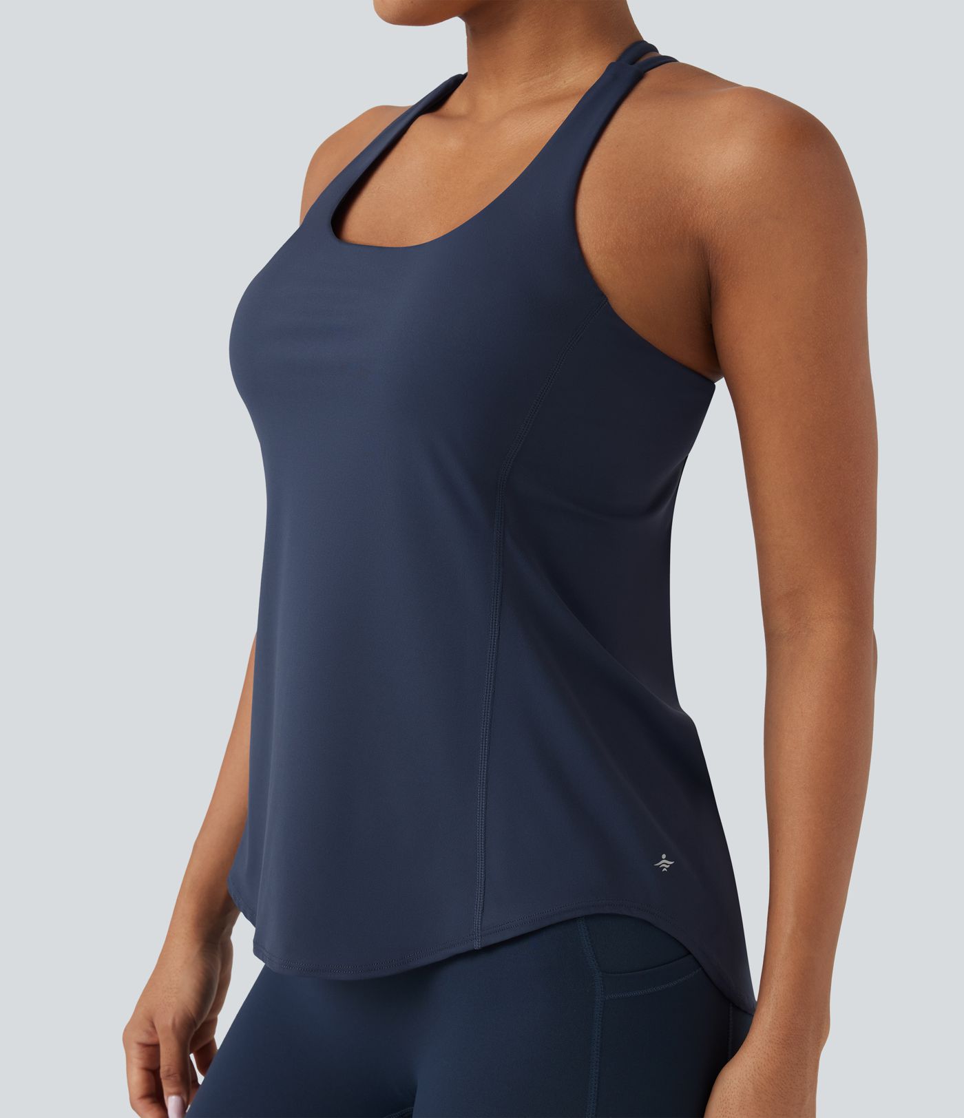 Halara UltraSculpt™ Round Neck Crisscross Back Women Crop Running Yoga Tank Tops D-F Cups