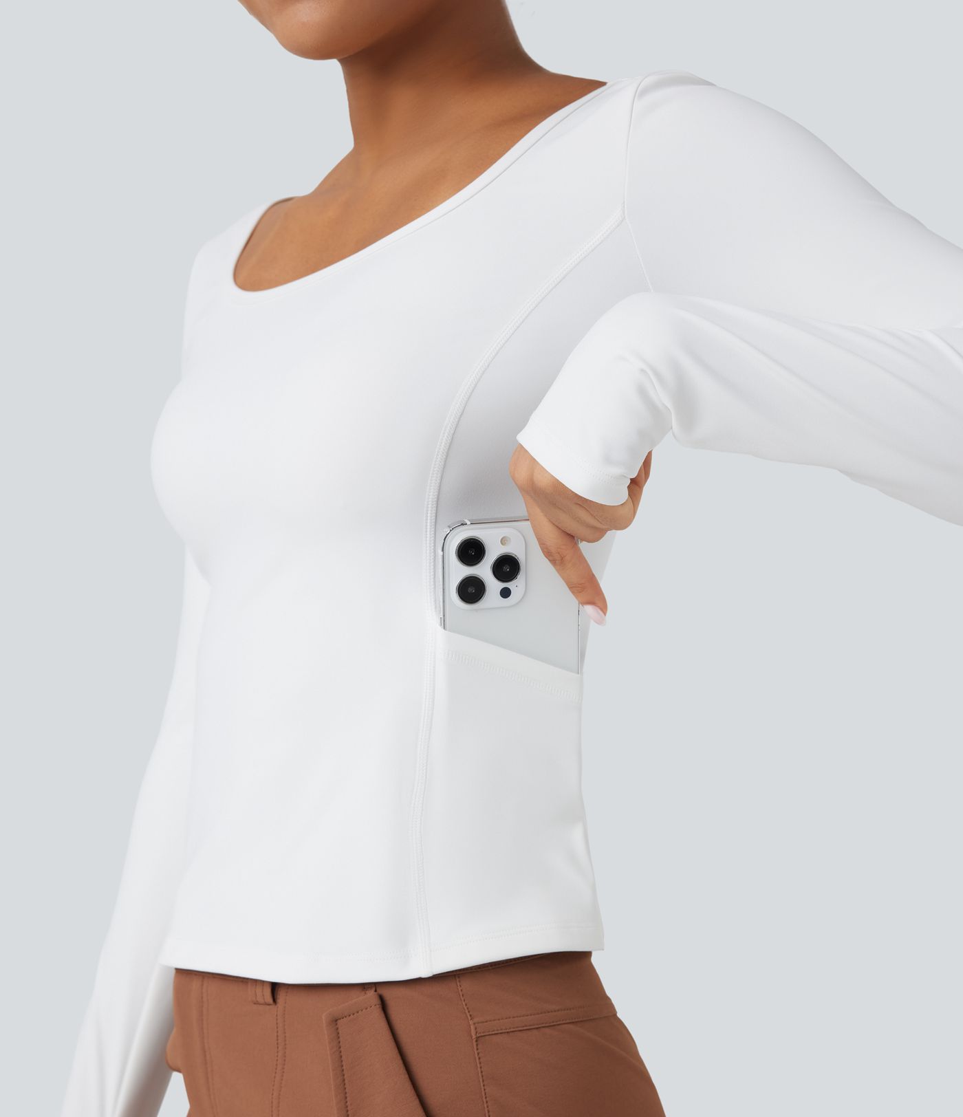 Softlyzero™ Plush - Wander- und Sportoberteil mit Seitentaschen, langen Ärmeln und Daumenlöchern