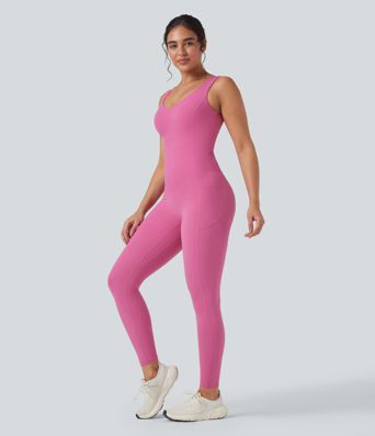 Halara UltraSculpt™ V Neck Tummy Control Butt Lifting Workout Jumpsuit with Pockets Halara UltraSculpt™ V Neck Tummy Control Butt Lifting Workout Jumpsuit with Pockets