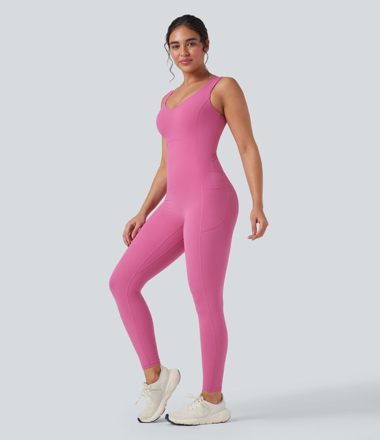 Halara UltraSculpt™ V Neck Tummy Control Butt Lifting Workout Jumpsuit with Pockets Halara UltraSculpt™ V Neck Tummy Control Butt Lifting Workout Jumpsuit with Pockets