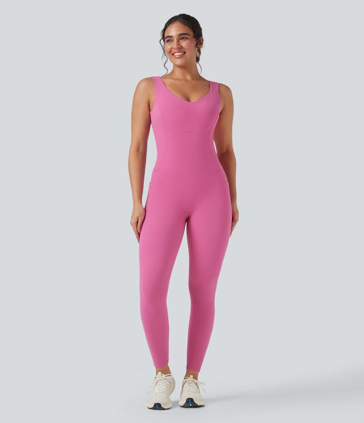 Halara UltraSculpt™ V Neck Tummy Control Butt Lifting Workout Jumpsuit with Pockets Halara UltraSculpt™ V Neck Tummy Control Butt Lifting Workout Jumpsuit with Pockets