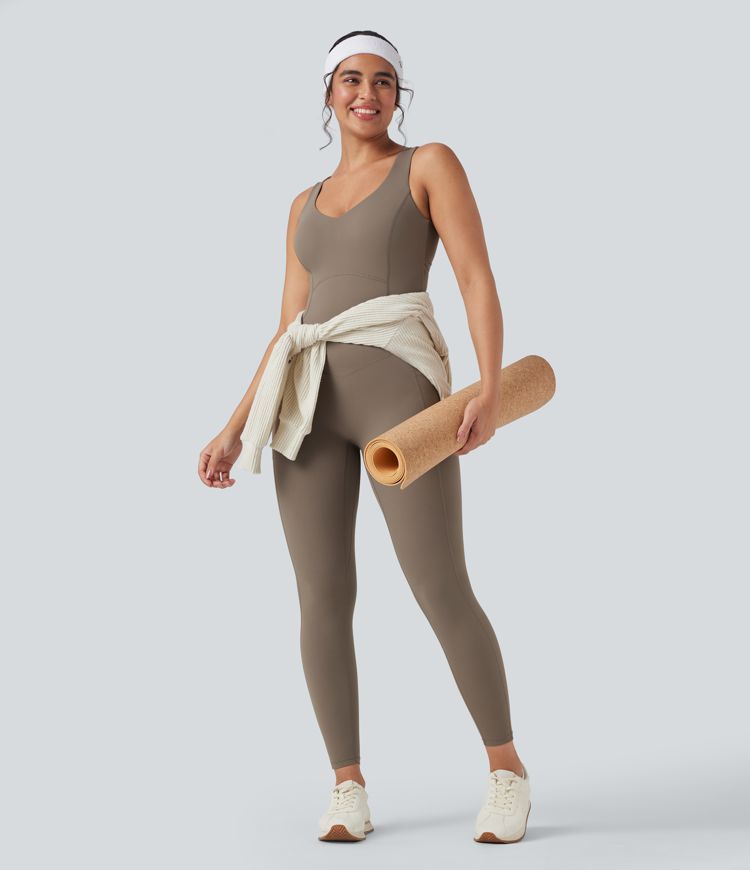 Halara UltraSculpt™ V Neck Butt Lifting Workout Jumpsuit with Pockets