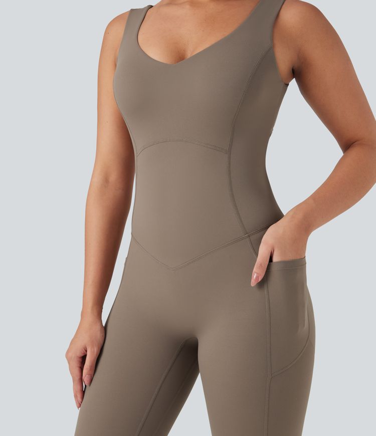 Halara UltraSculpt™ V Neck Butt Lifting Workout Jumpsuit with Pockets