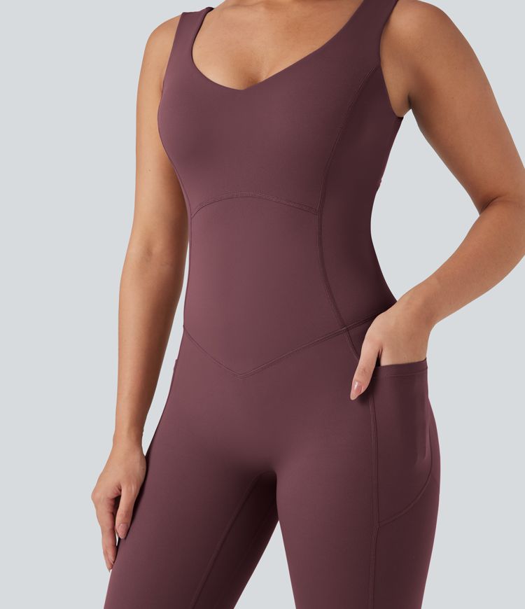 Halara UltraSculpt™ V Neck Butt Lifting Workout Jumpsuit with Pockets