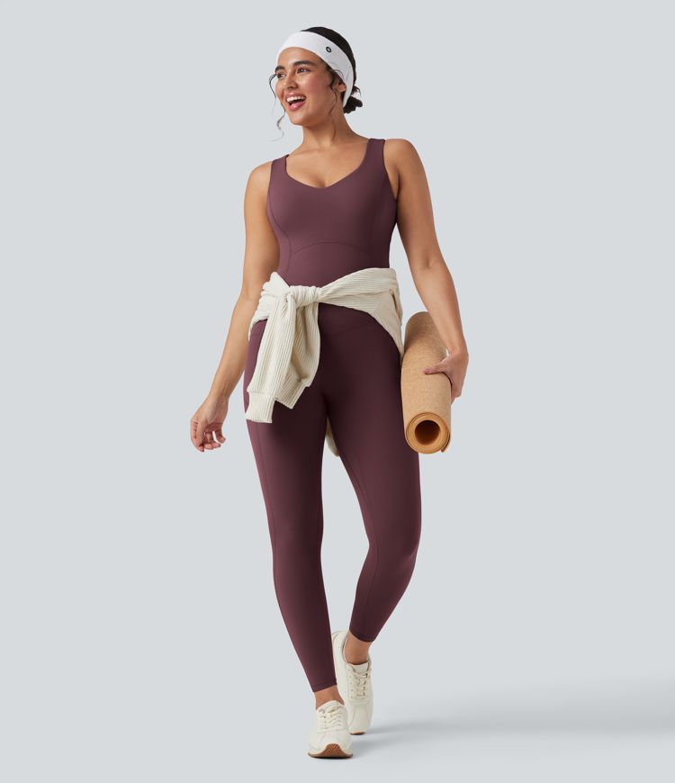Halara UltraSculpt™ V Neck Butt Lifting Workout Jumpsuit with Pockets