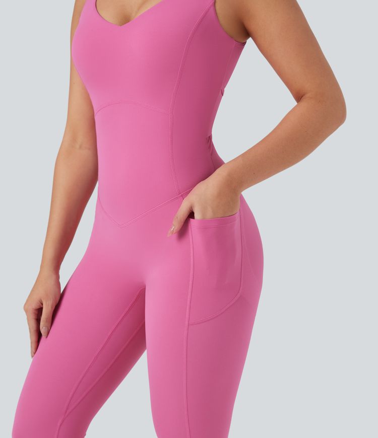 Halara UltraSculpt™ V Neck Tummy Control Butt Lifting Workout Jumpsuit with Pockets Halara UltraSculpt™ V Neck Tummy Control Butt Lifting Workout Jumpsuit with Pockets