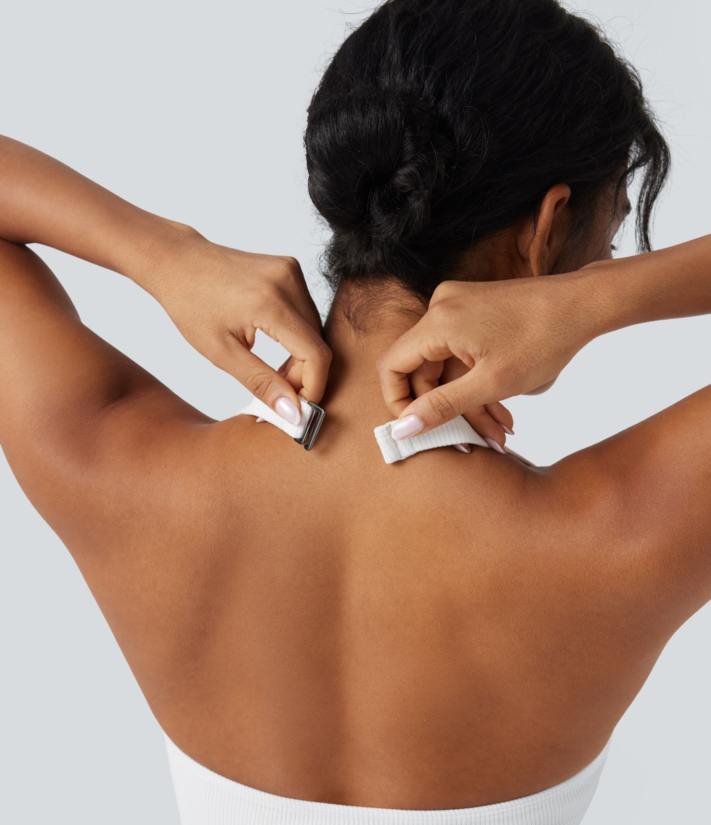 Débardeur décontracté cropped maille côtelée dos-nu boucle réglable