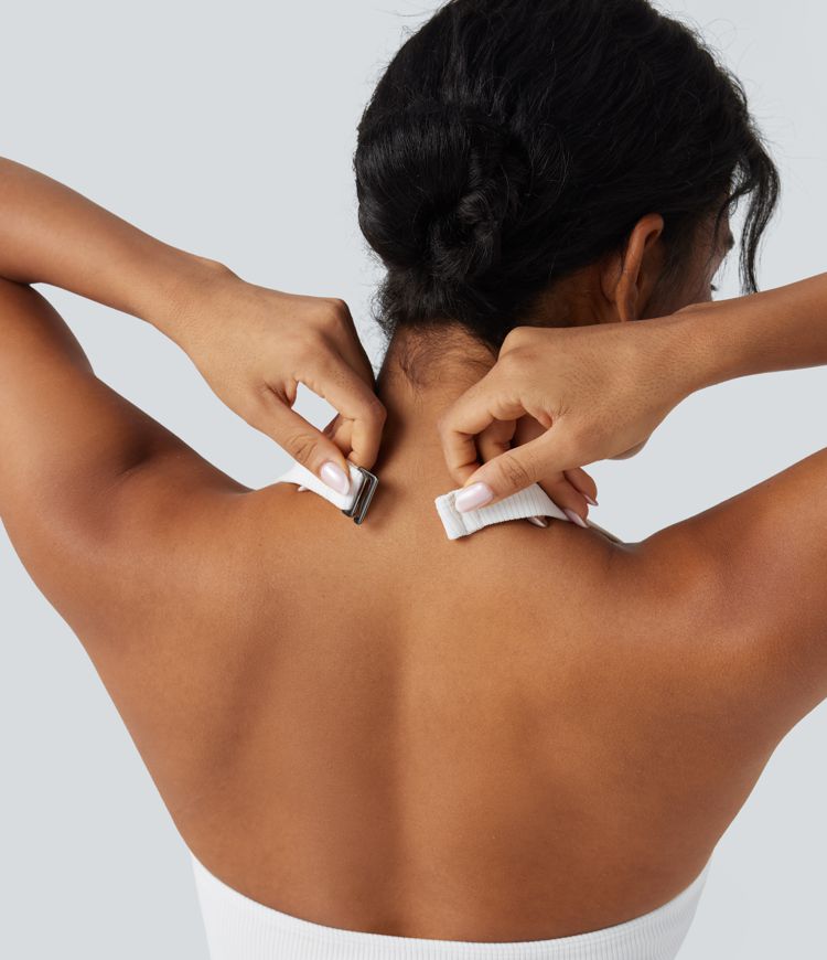 Débardeur décontracté cropped maille côtelée dos-nu boucle réglable