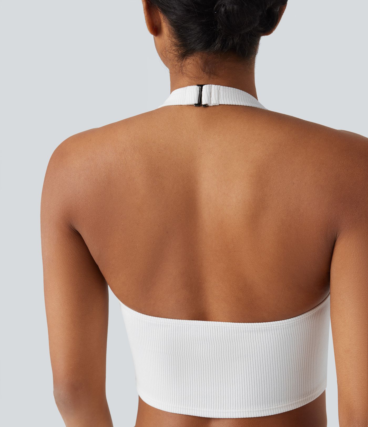 Débardeur décontracté cropped maille côtelée dos-nu boucle réglable