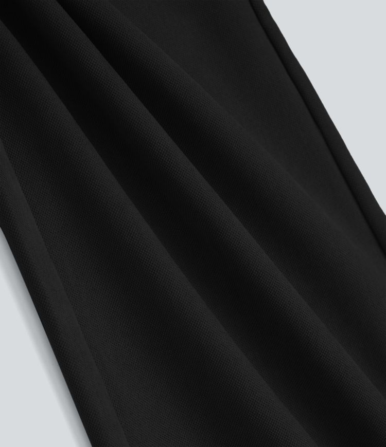 High Waisted Drawstring Wide Leg Casual Pants with Pockets