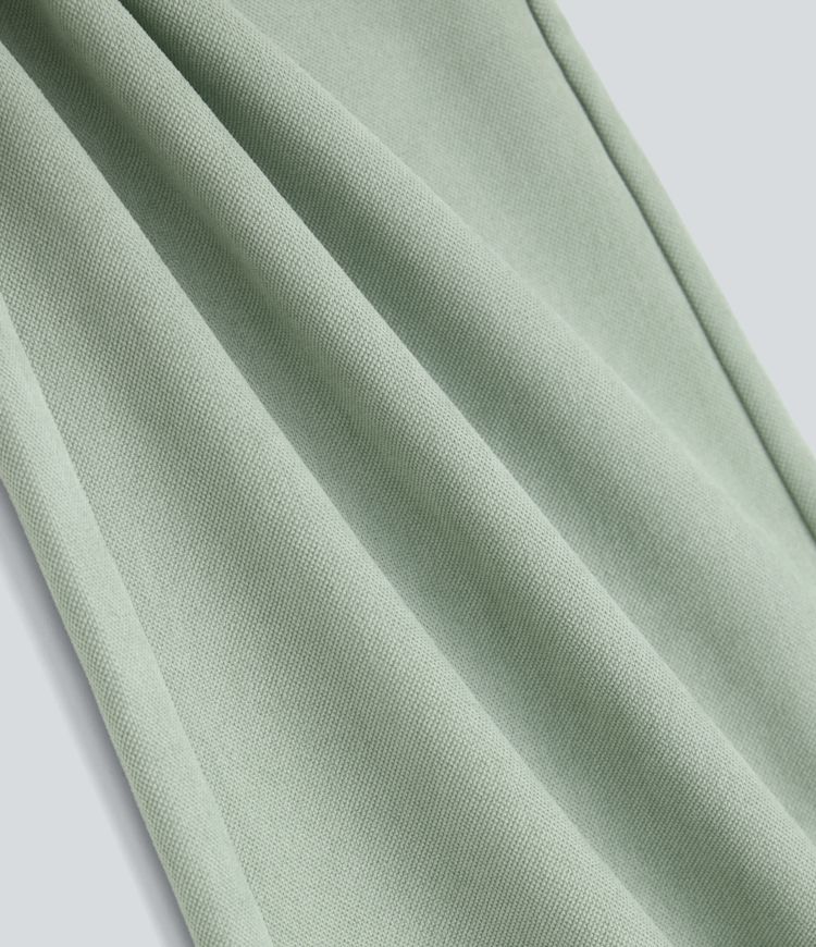 High Waisted Drawstring Wide Leg Casual Pants with Pockets