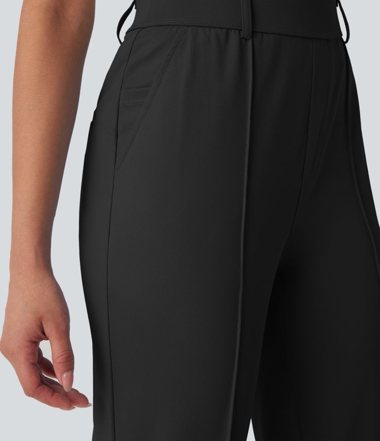 High Waisted Pockets Quick Dry Golf Joggers-Golf Tee Pocket-UPF40+