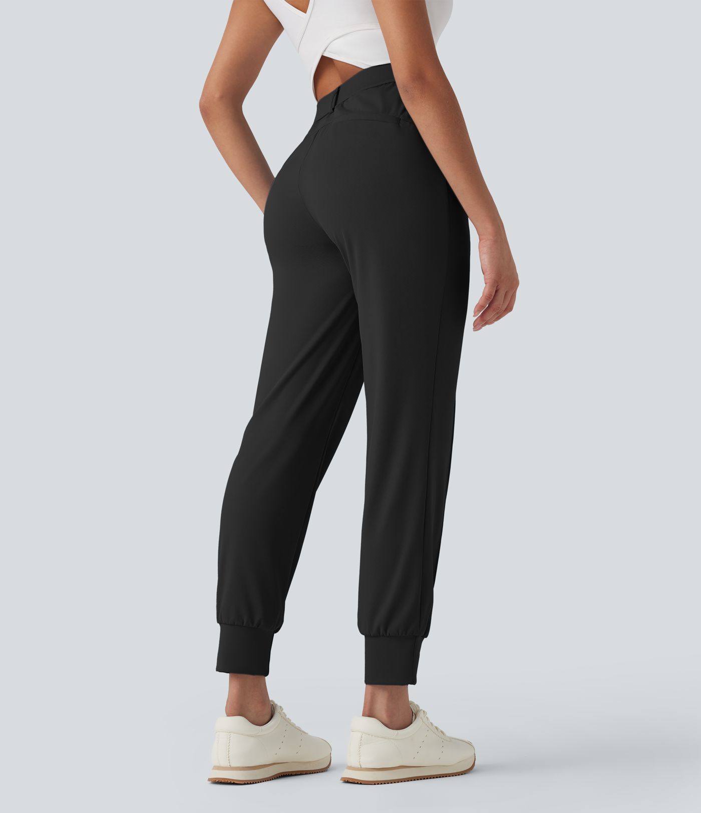 High Waisted Pockets Quick Dry Golf Joggers-Golf Tee Pocket-UPF40+