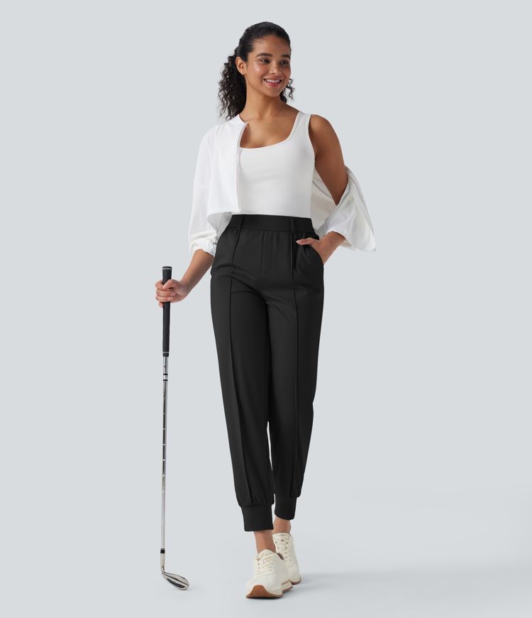 High Waisted Pockets Quick Dry Golf Joggers-Golf Tee Pocket-UPF40+