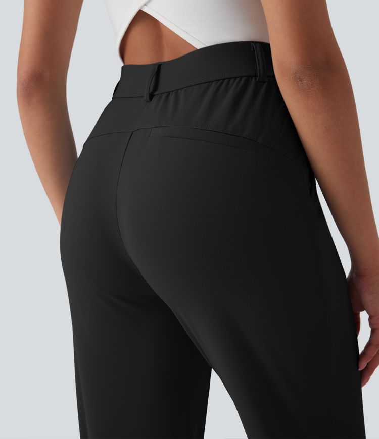 High Waisted Pockets Quick Dry Golf Joggers-Golf Tee Pocket-UPF40+