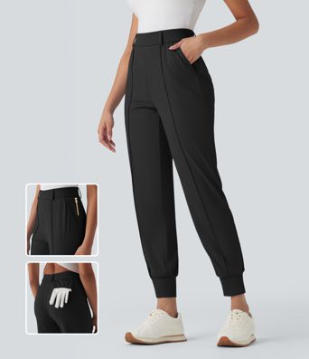 High Waisted Pockets Quick Dry Golf Joggers-Golf Tee Pocket-UPF40+