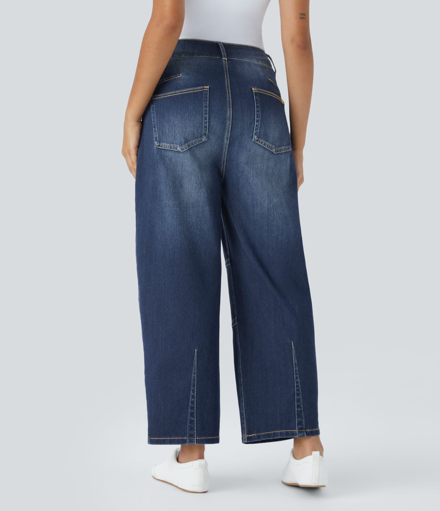 Halara Flex™ Mid Rise Pockets Barrel Leg Casual Jeans