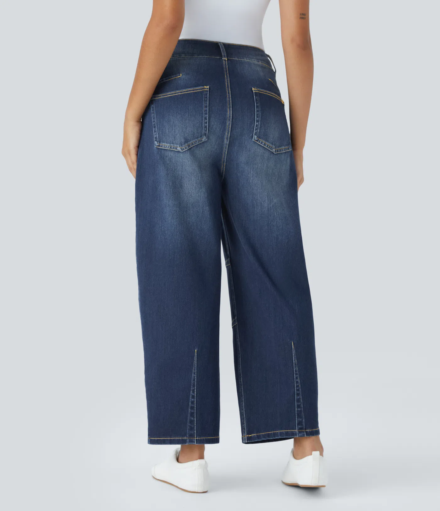 HalaraMagic™ Mid Rise Multiple Pockets Barrel Leg Stretchy Knit Casual Jeans