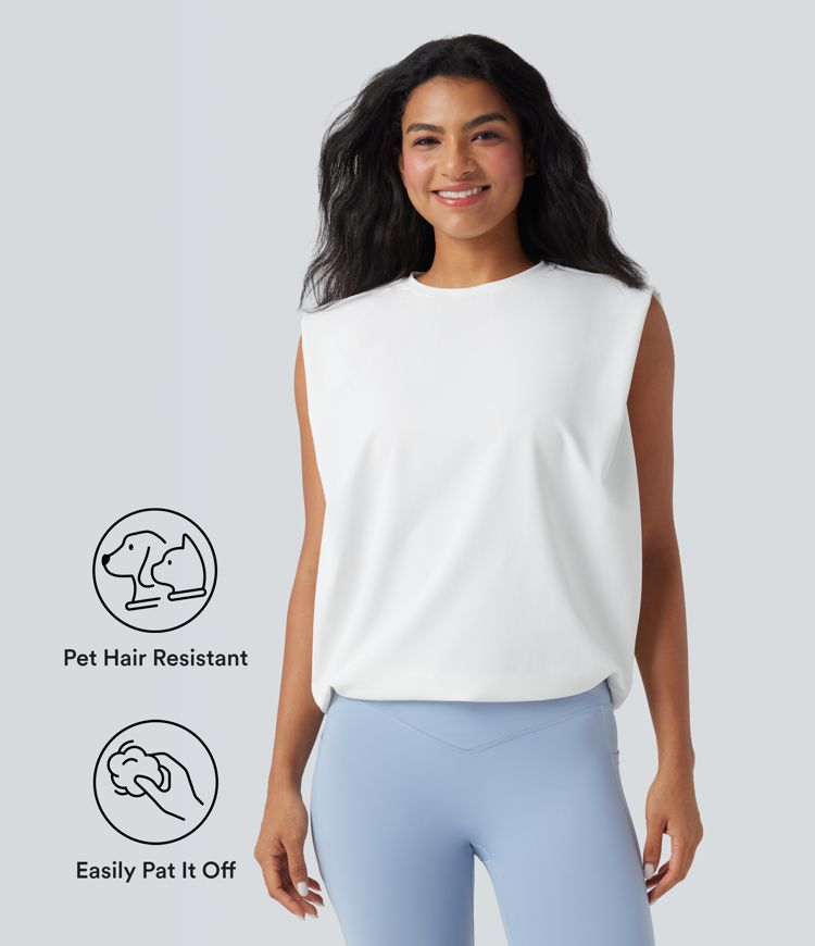 Patitoff™ Flow Pet Hair Resistant Round Neck Sleeveless Yoga Tank Top