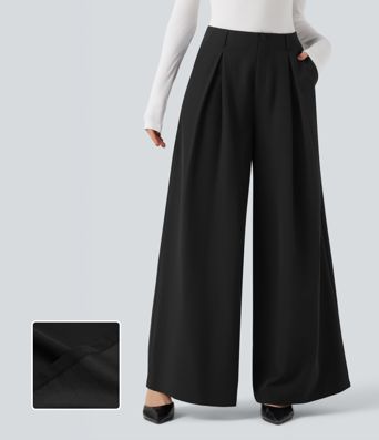 Baggy-Stoffhose mit hohem Bund und Seitentaschen - schnelltrocknend, UPF40+