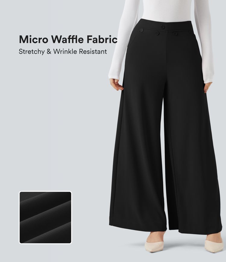 Pantalon tailleur large Halara Flex™ taille haute micro gaufré avec poches