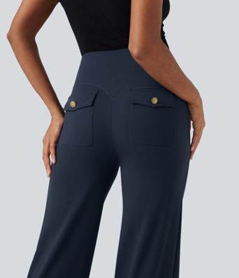 Halara UltraSculpt™ SoCinched spodnie z wysokim stanem i modelującą kontrolę kontroli, zabezpieczoną nogawką, z kieszeniami