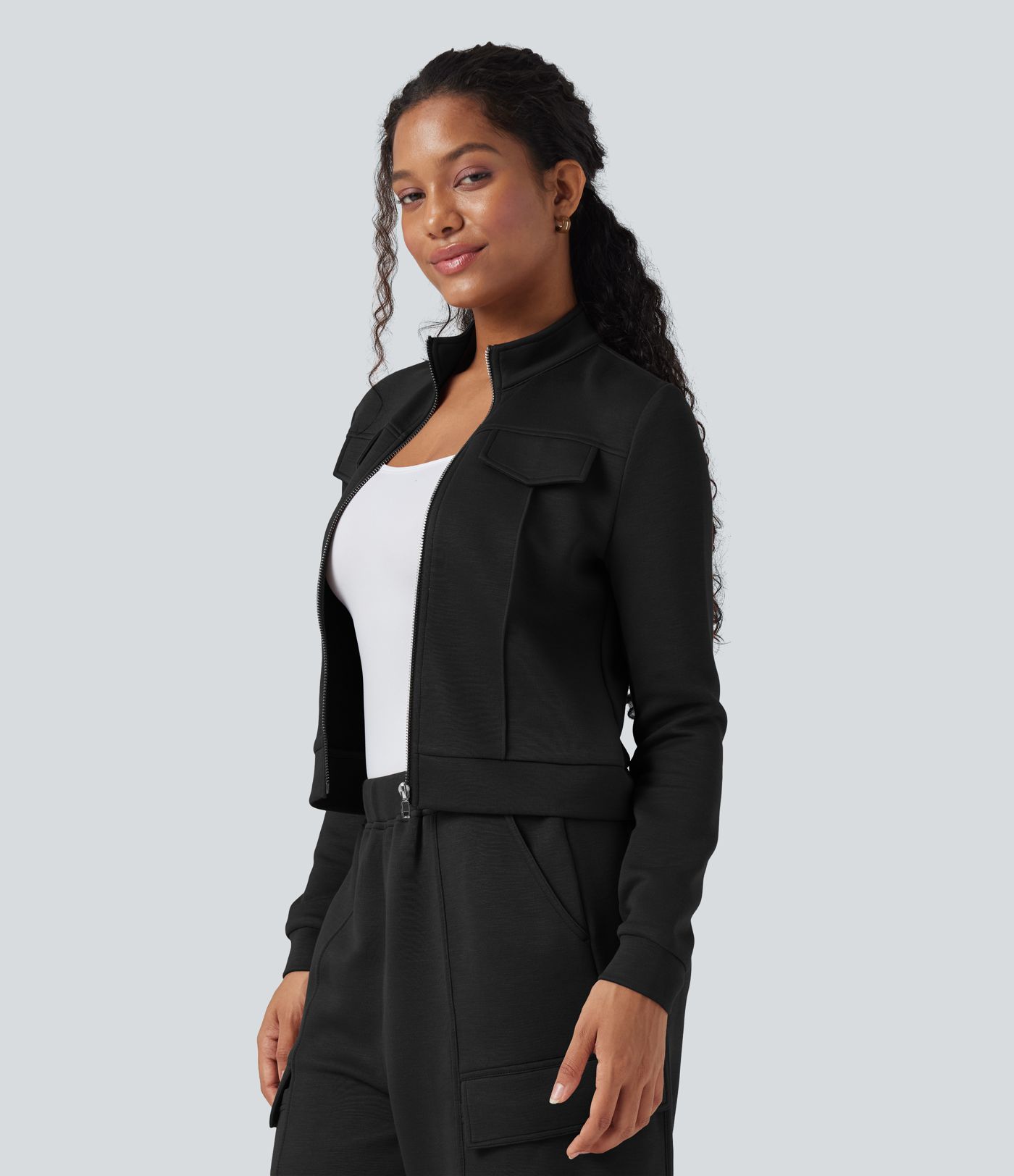 SpacerTek™ Stand Collar Long Sleeve Workout Jacket