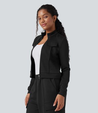 SpacerTek™ Stand Collar Long Sleeve Workout Jacket