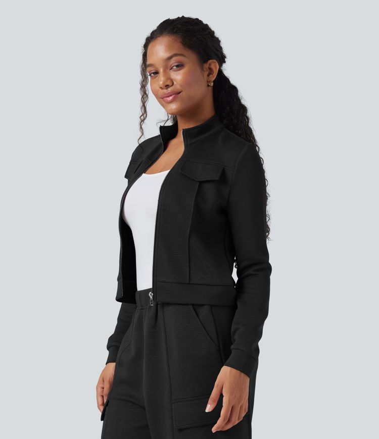 SpacerTek™ Stand Collar Long Sleeve Workout Jacket