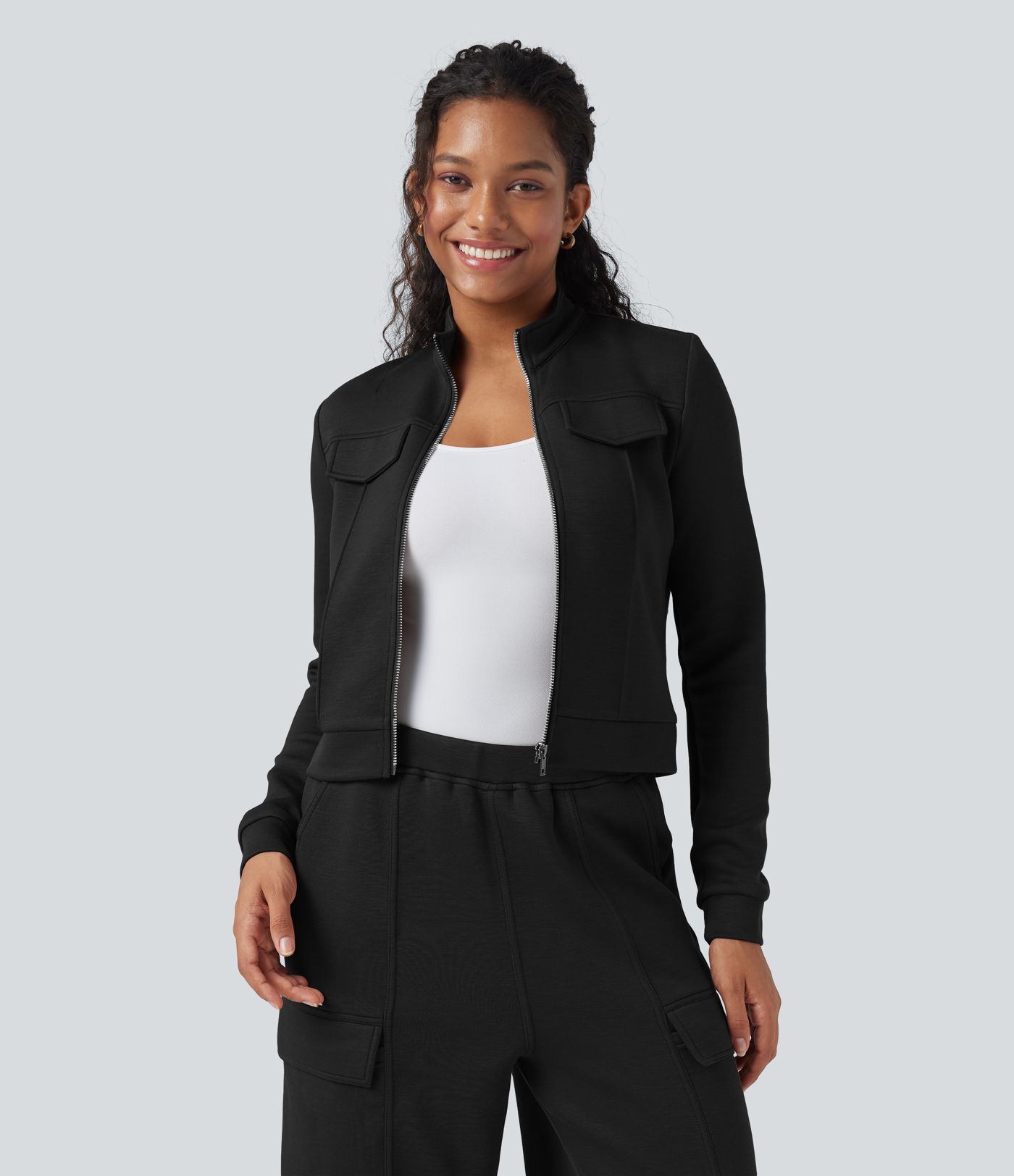 SpacerTek™ Stand Collar Long Sleeve Workout Jacket