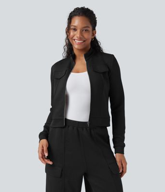 SpacerTek™ Stand Collar Long Sleeve Workout Jacket