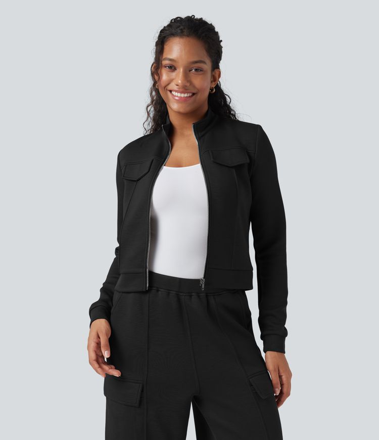 SpacerTek™ Stand Collar Long Sleeve Workout Jacket