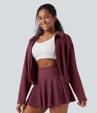 Veste décontractée SpacerTek™ à manches longues, col et plis, avec fermeture éclair