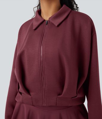 Veste décontractée SpacerTek™ à manches longues, col et plis, avec fermeture éclair