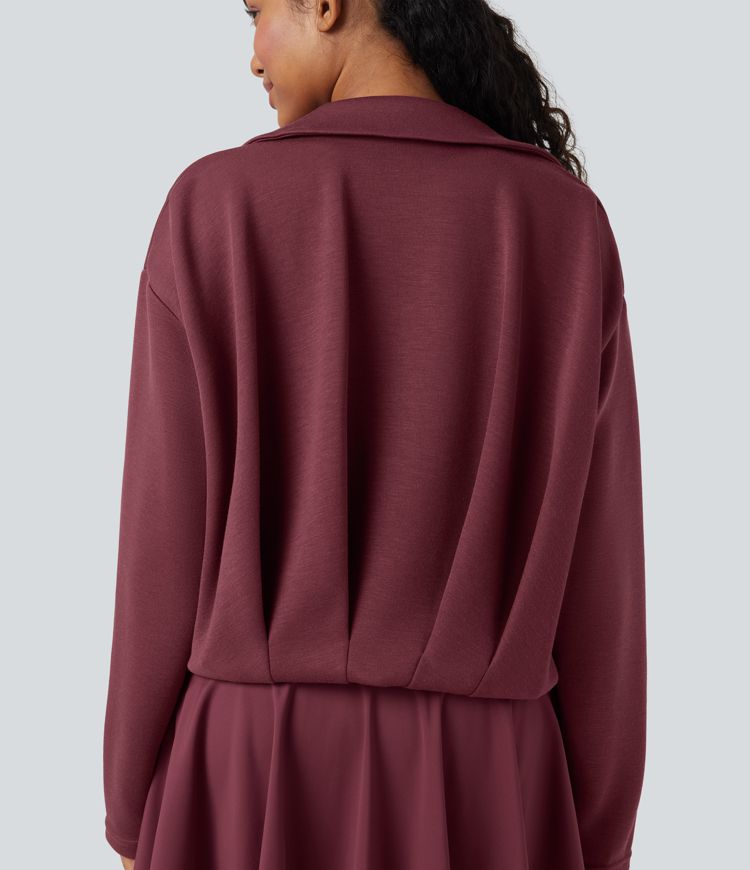 Veste décontractée SpacerTek™ à manches longues, col et plis, avec fermeture éclair