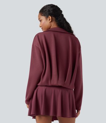 Veste décontractée SpacerTek™ à manches longues, col et plis, avec fermeture éclair