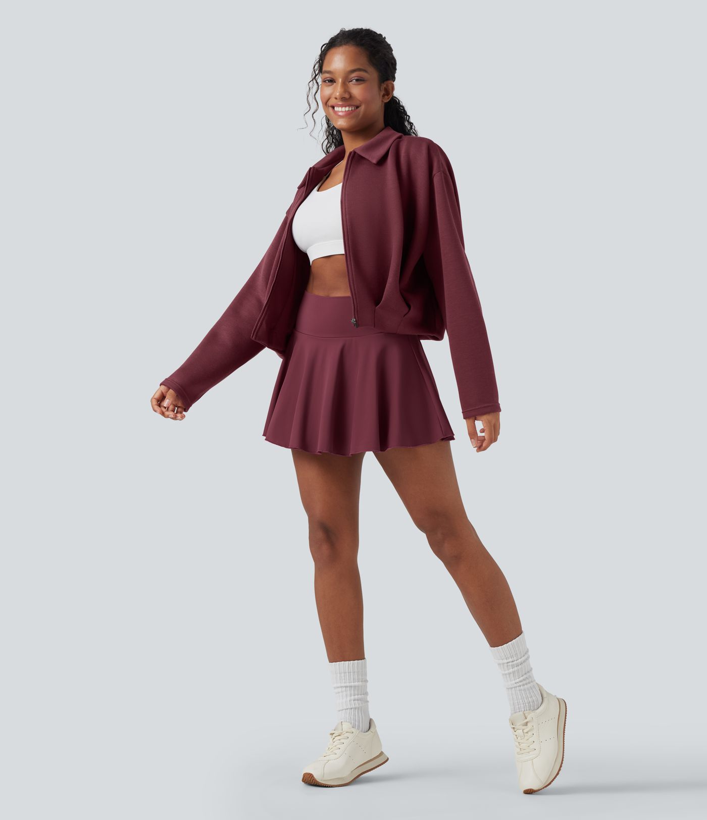 Veste décontractée SpacerTek™ à manches longues, col et plis, avec fermeture éclair