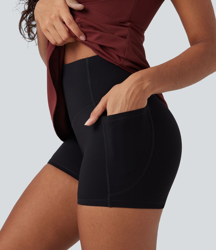 SoftlyZero™ Airy Tummy Control 2-Piece Cool Touch Mini Workout Active Dress with Pocket