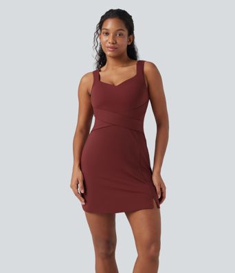 SoftlyZero™ Airy Tummy Control 2-Piece Cool Touch Mini Workout Active Dress with Pocket