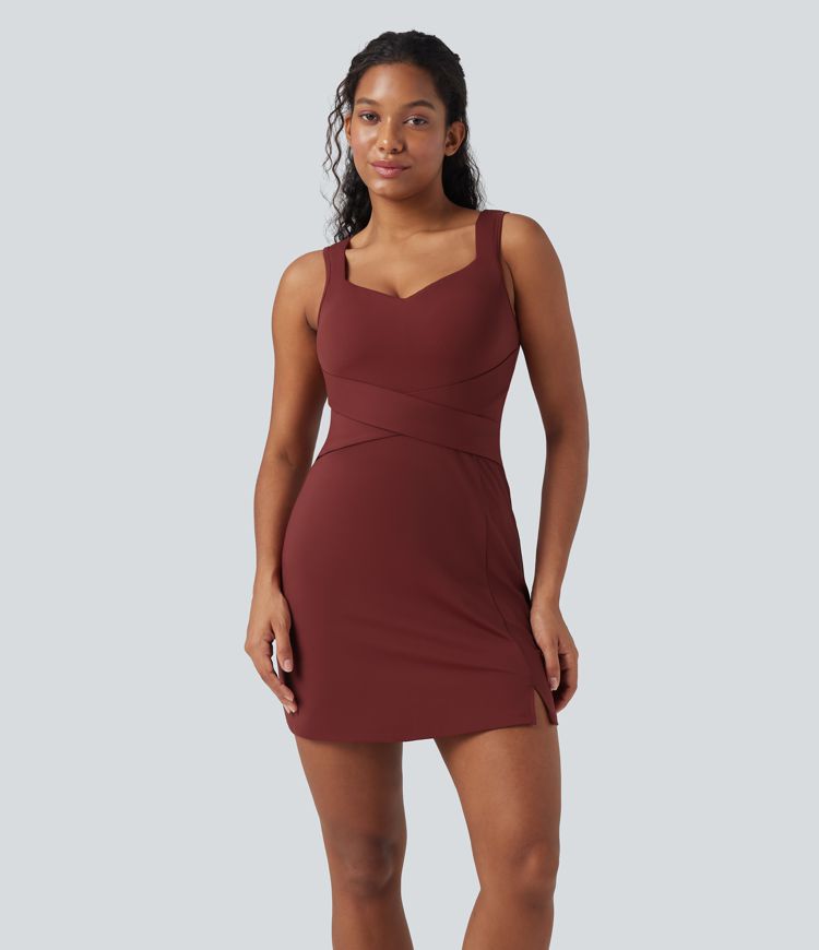 SoftlyZero™ Airy Tummy Control 2-Piece Cool Touch Mini Workout Active Dress with Pocket