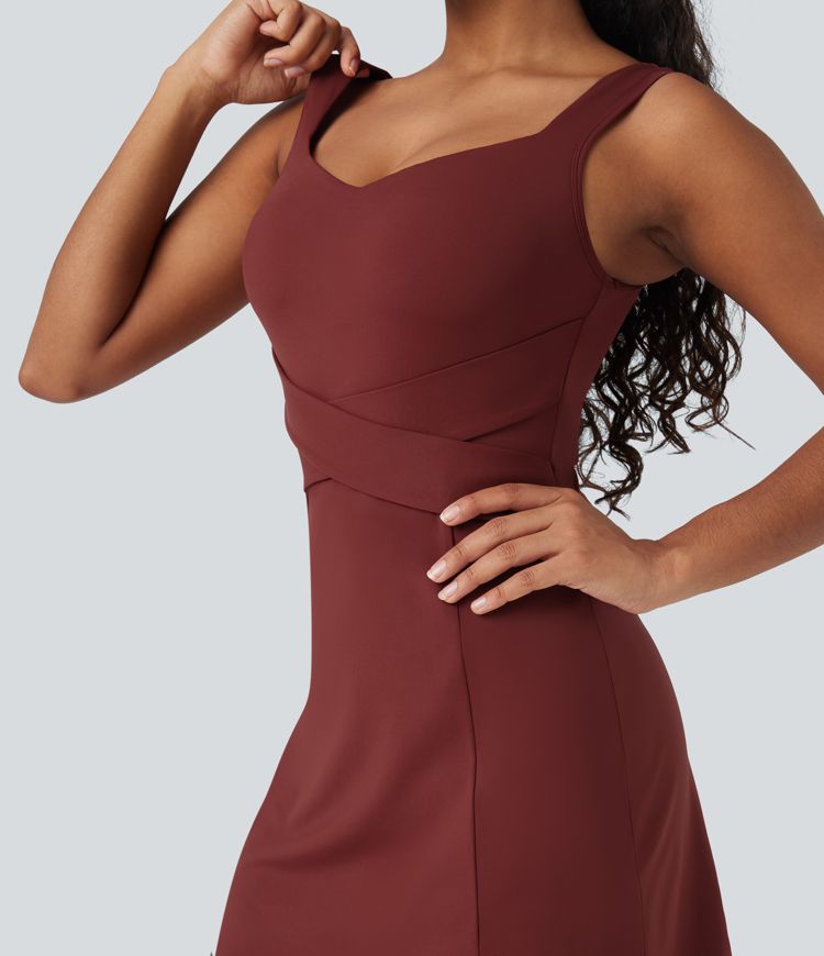 SoftlyZero™ Airy Tummy Control 2-Piece Cool Touch Mini Workout Active Dress with Pocket