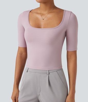 SoftlyZero™ Airy Scoop Neck Short Sleeve Cool Touch Work T-Shirt