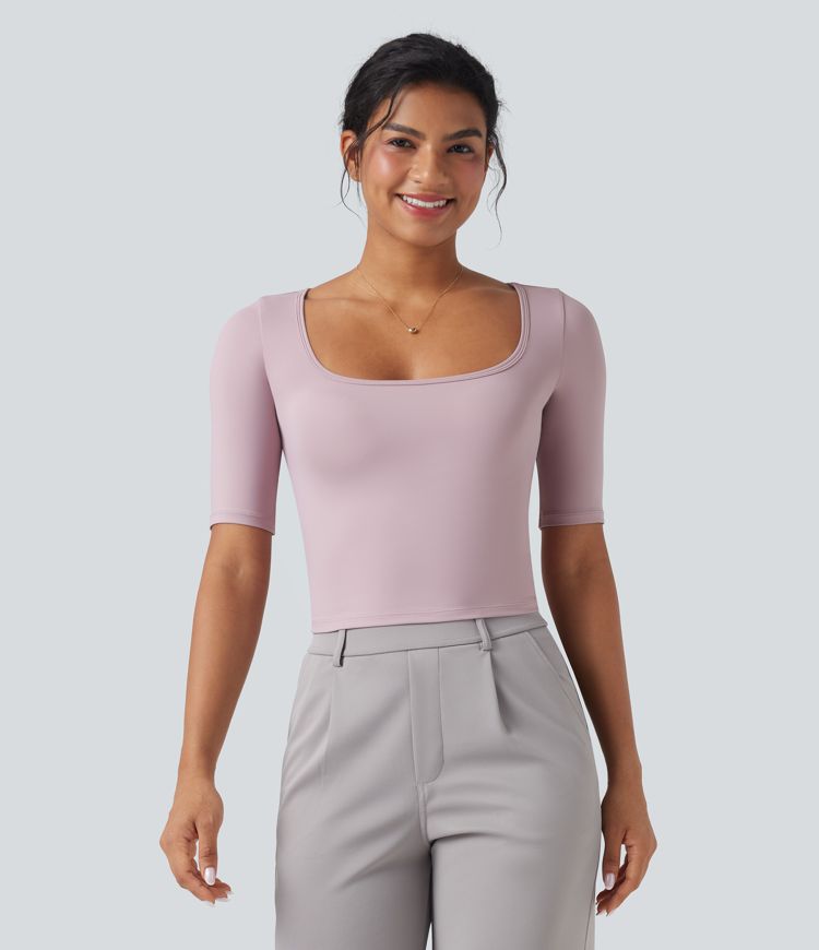 SoftlyZero™ Airy Scoop Neck Short Sleeve Cool Touch Work T-Shirt