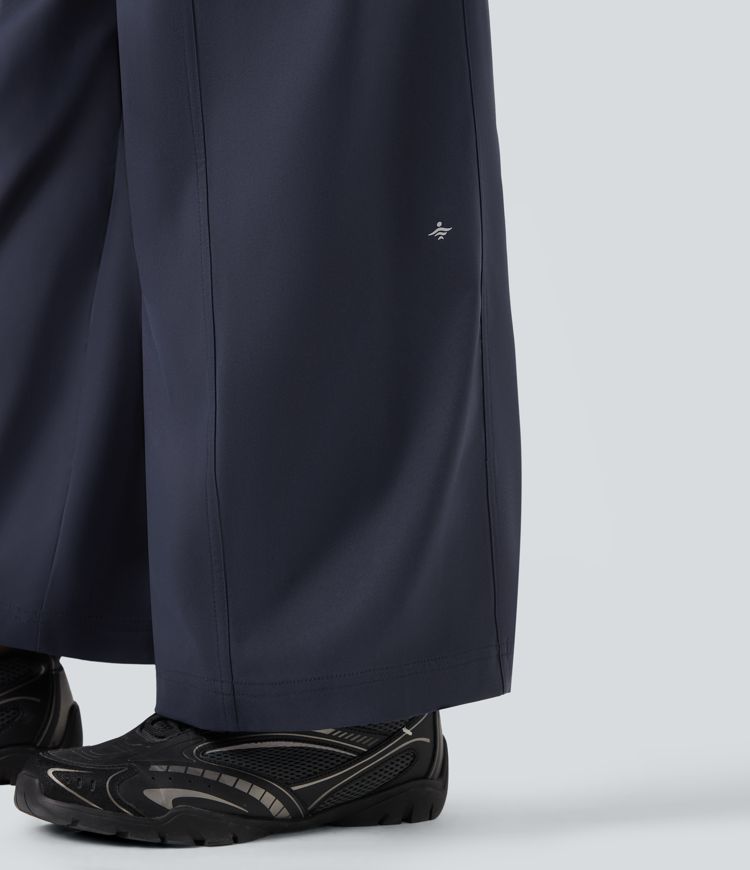 Water Repellent Wear-Resistant High Waisted Drawstring Straight Leg Hiking Pants with Pockets