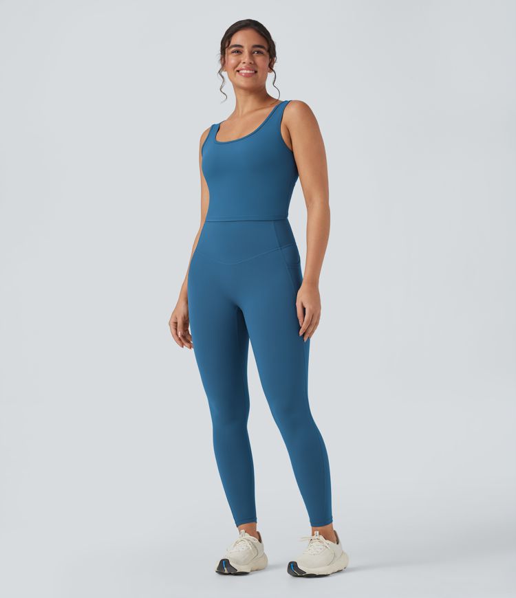 Halara UltraSculpt™ U Neck Crossover Cropped Yoga Tank Top